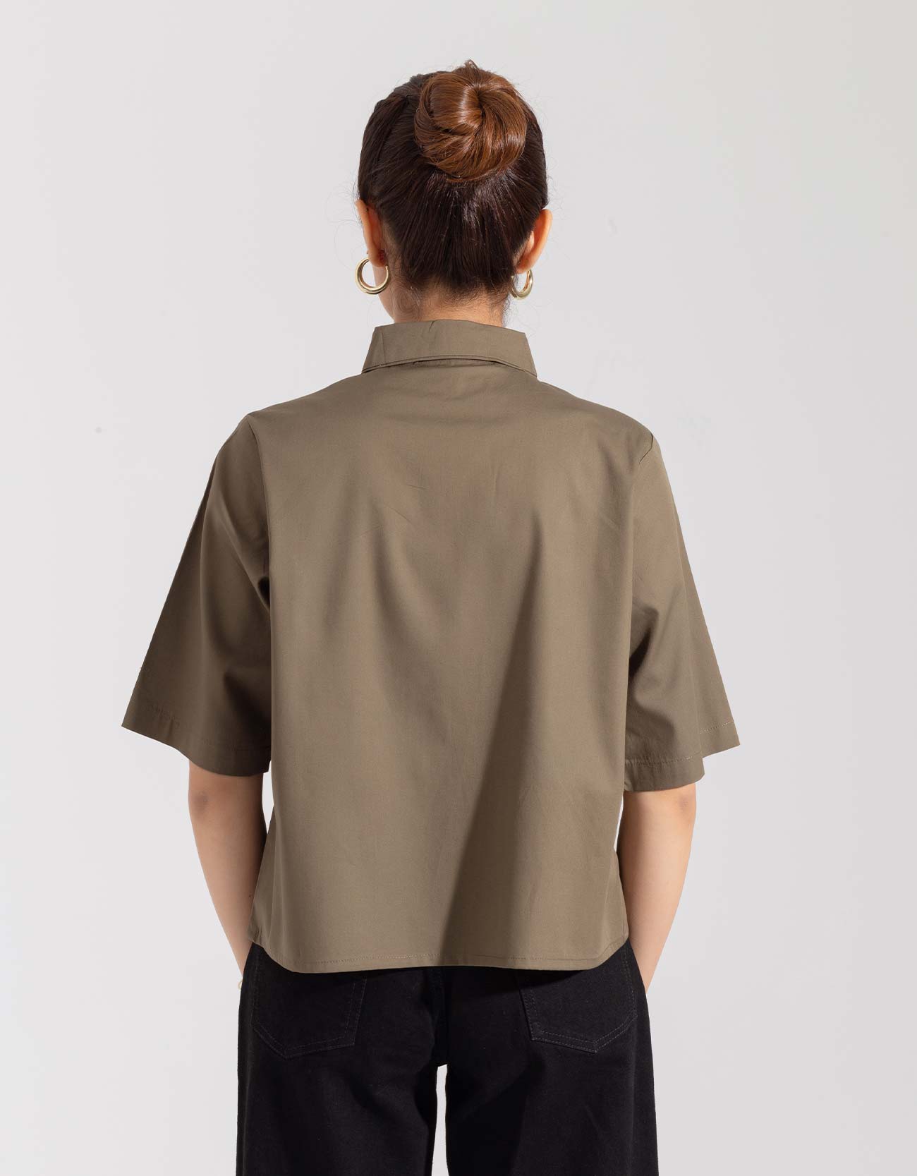 CROPPED PATCH POCKET SHIRT
