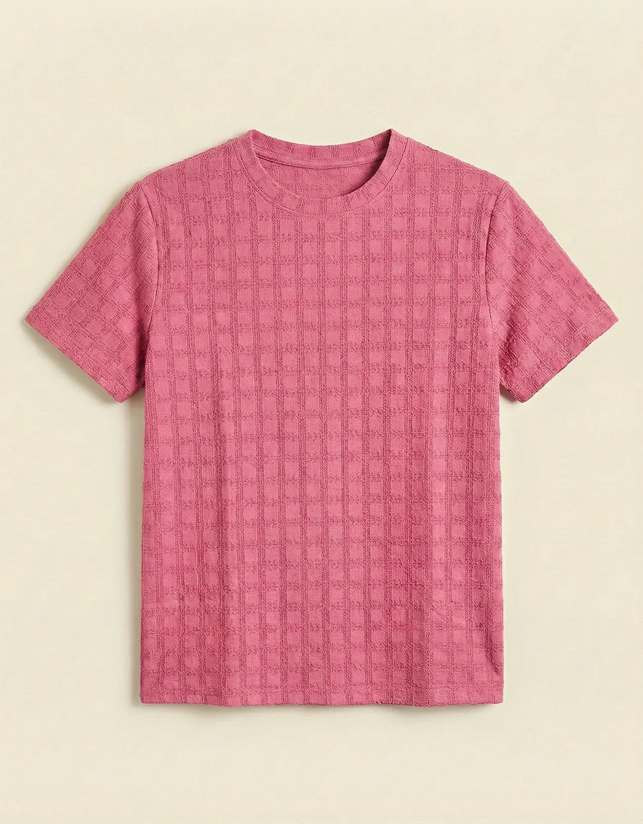 CHECKERED CREW NECK TEE