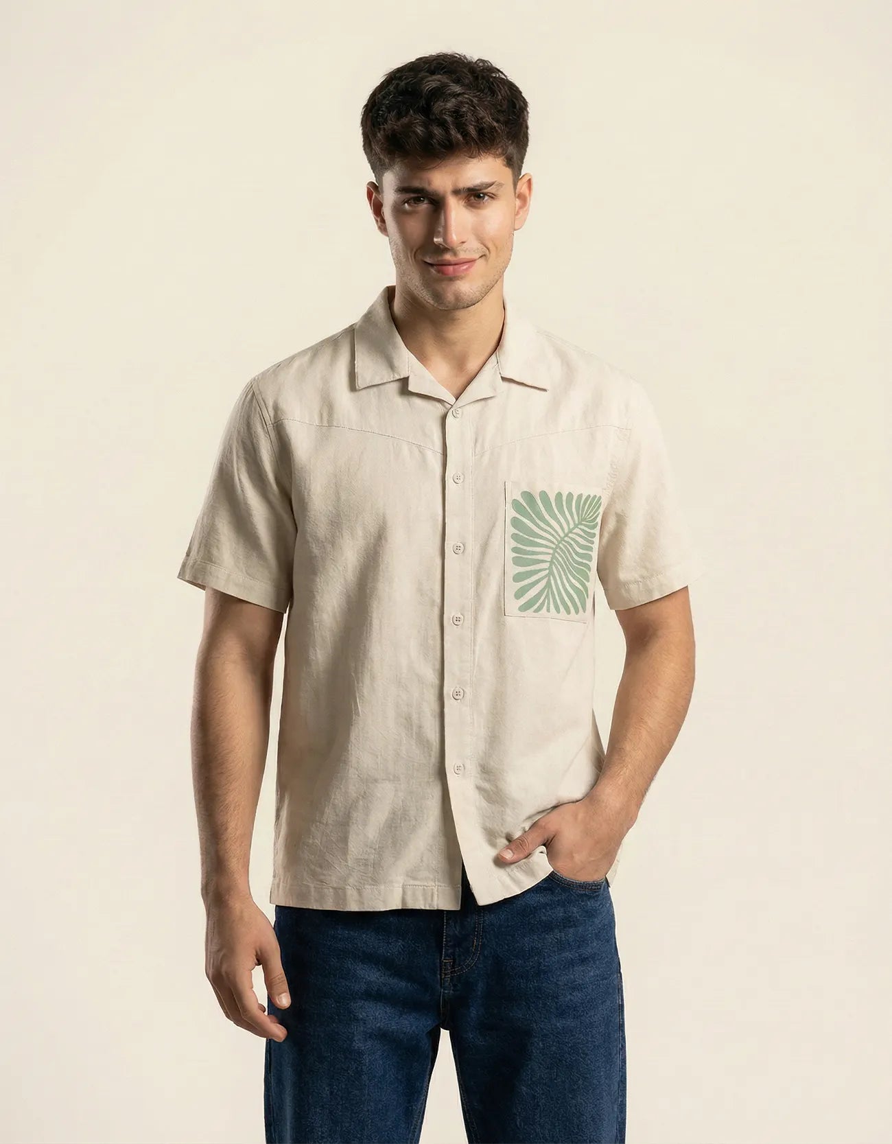 POPLIN PRINTED POCKET SHIRT