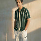 STRIPPED KNITTED CAMP COLLAR SHIRT