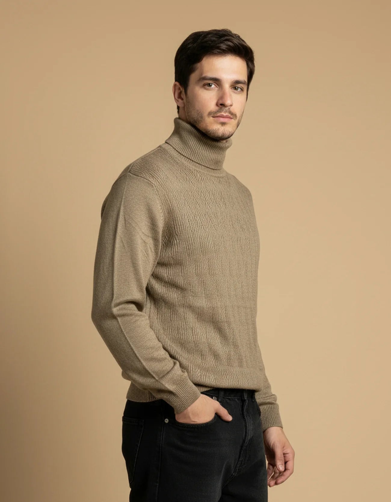 TEXTURED TURTLENECK