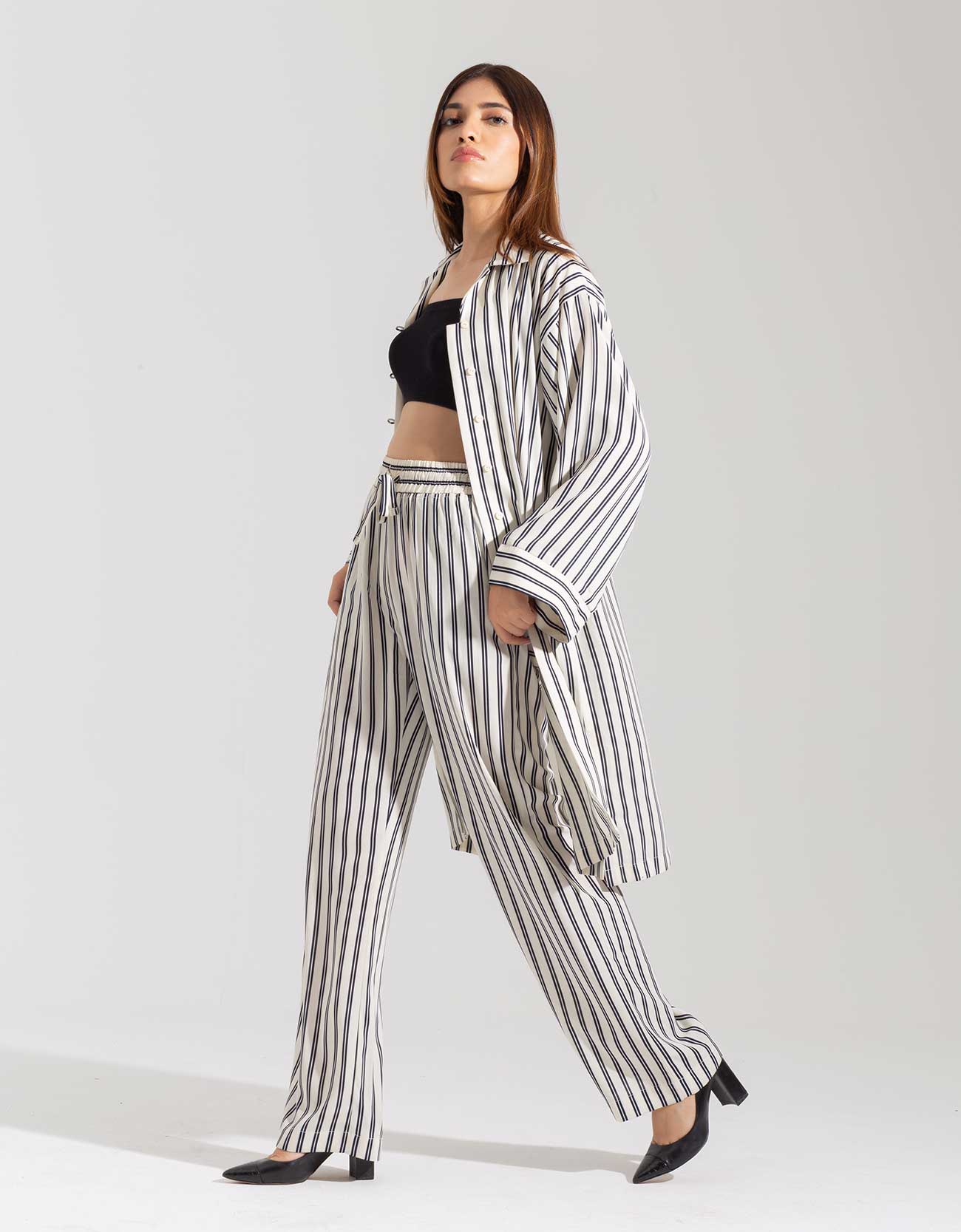 STRIPPED LONG BUTTONED SHIRT