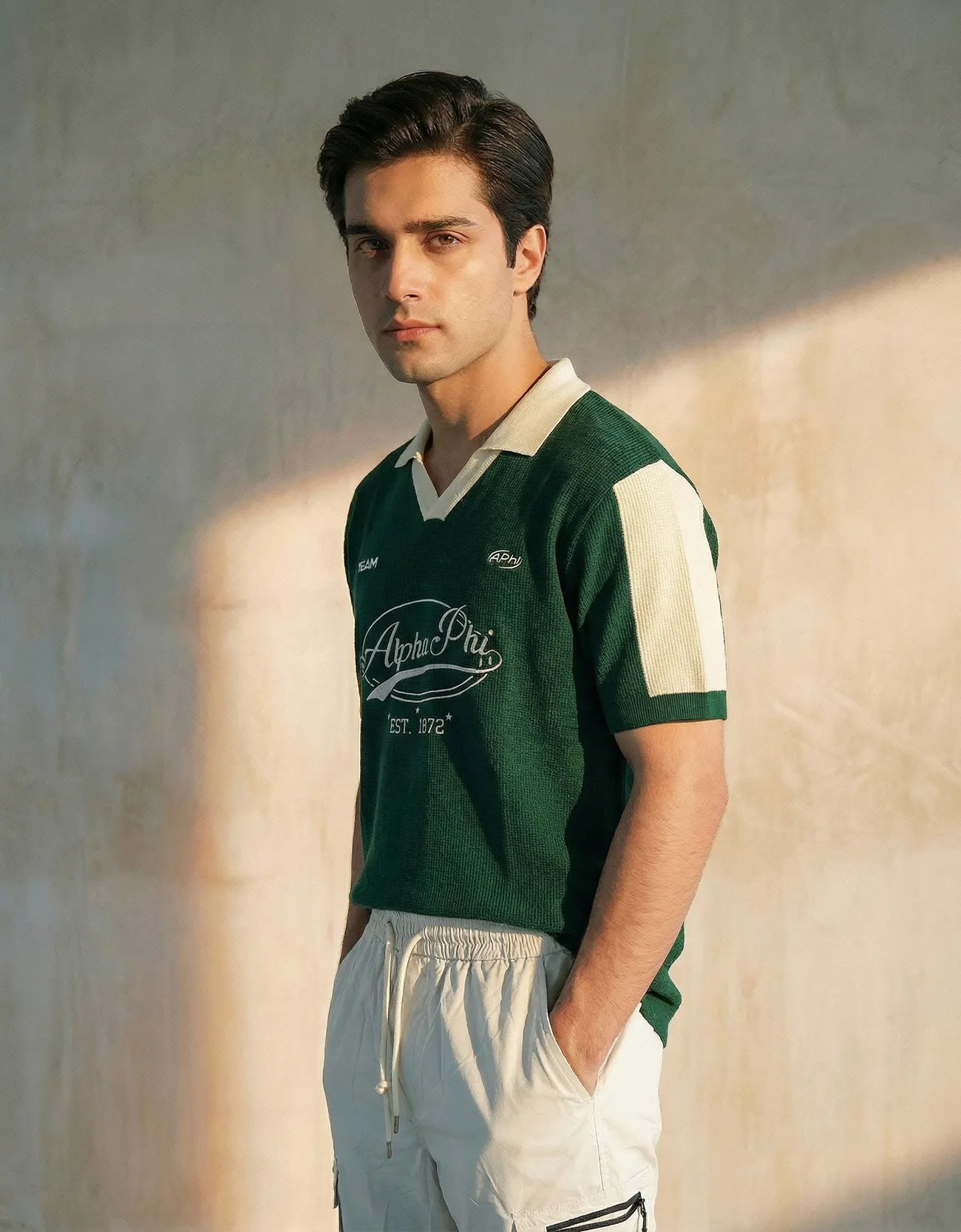 Printed Johnny Collar Polo