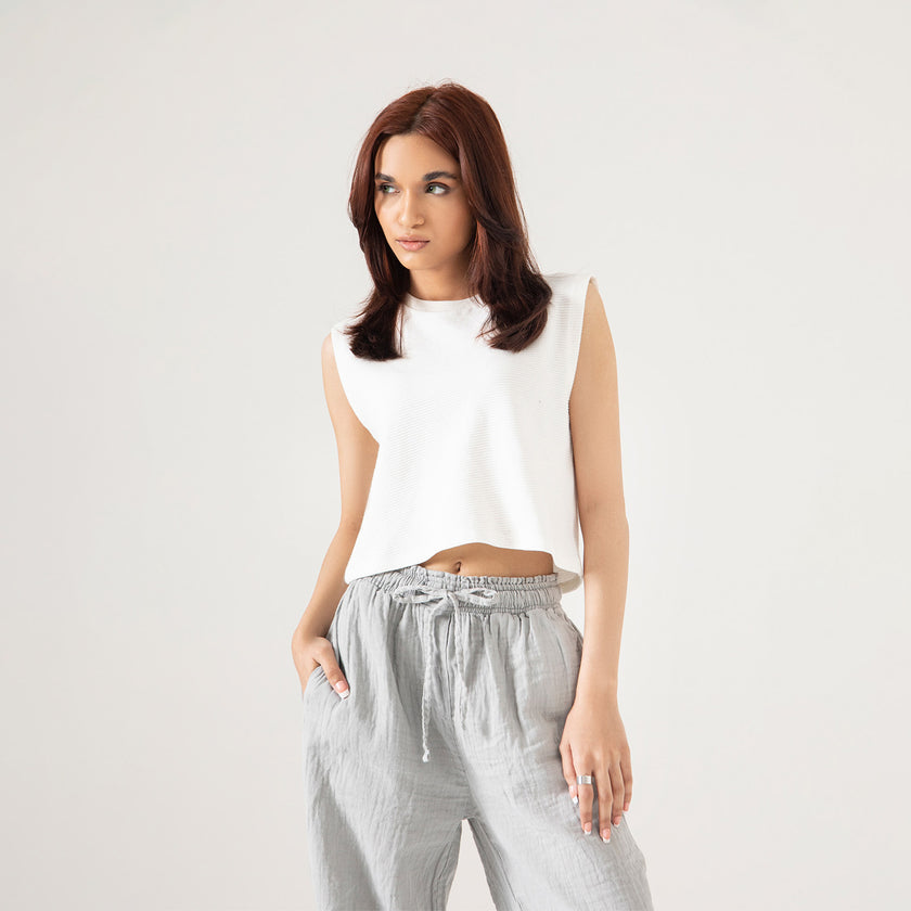 TEXTURED KNIT CROPPED TOP