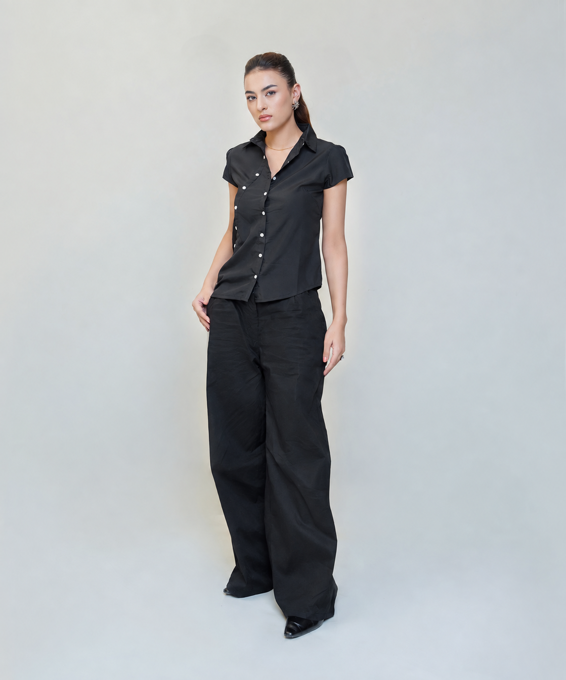ASYMMETRICAL BUTTON DOWN SHIRT