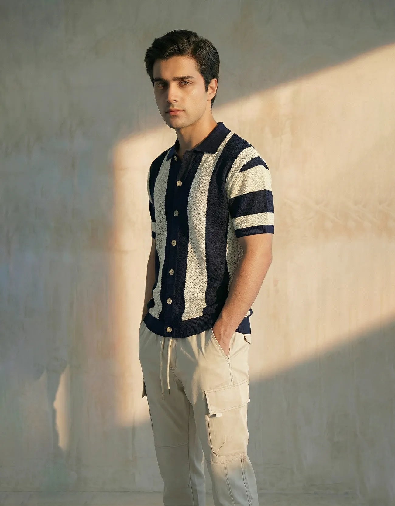JACQUARD TEXTURE KNITTED SHIRT