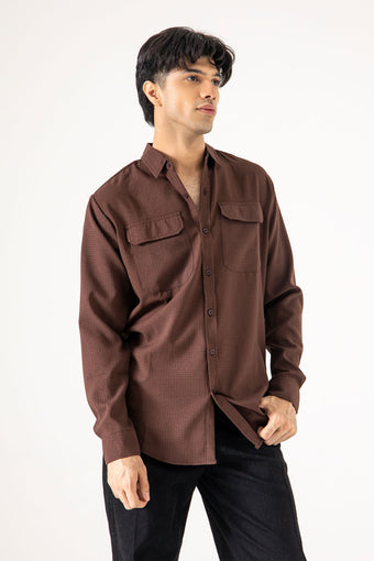 FLAP POCKET TEXTURED SHIRT