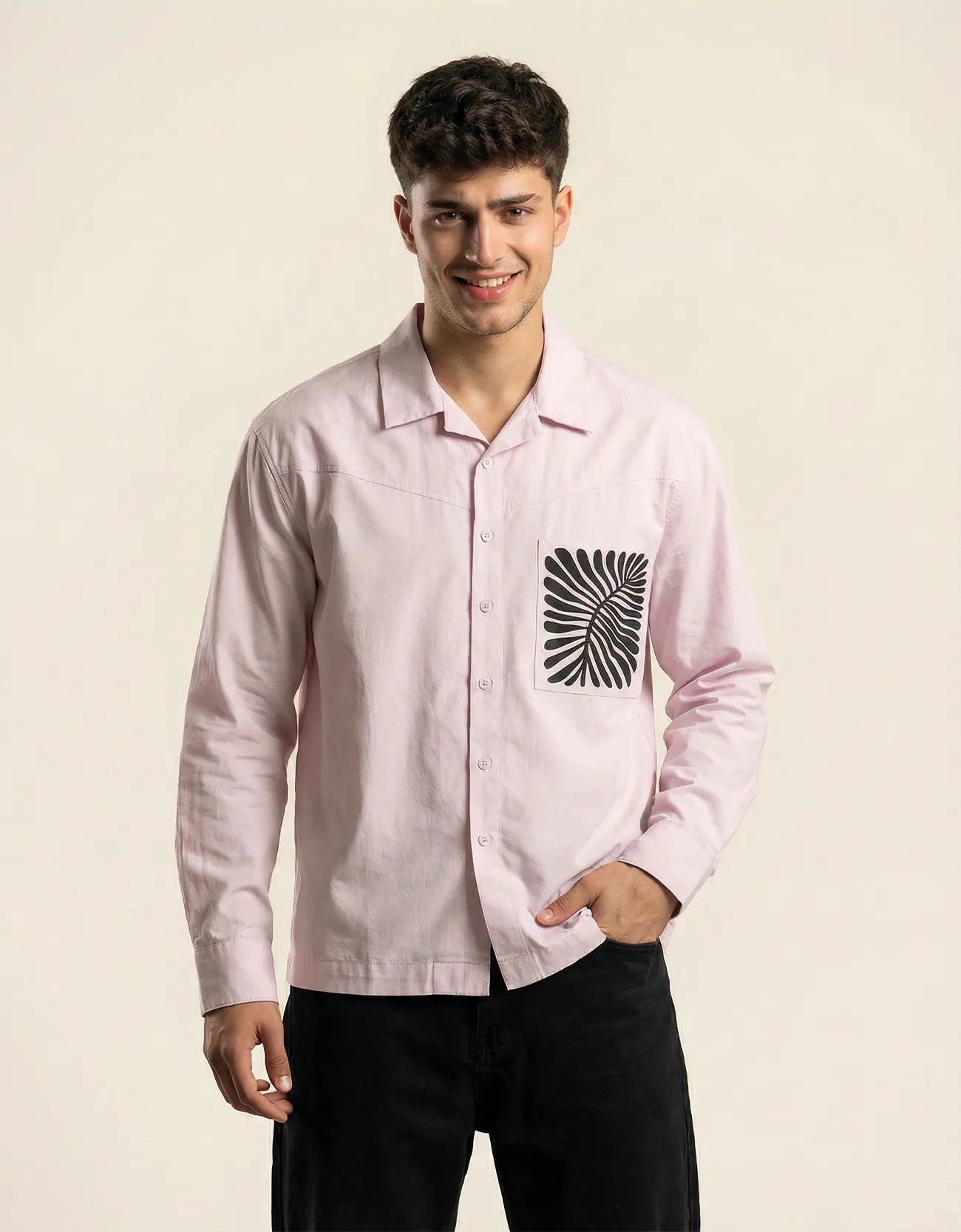 POPLIN PRINTED POCKET SHIRT