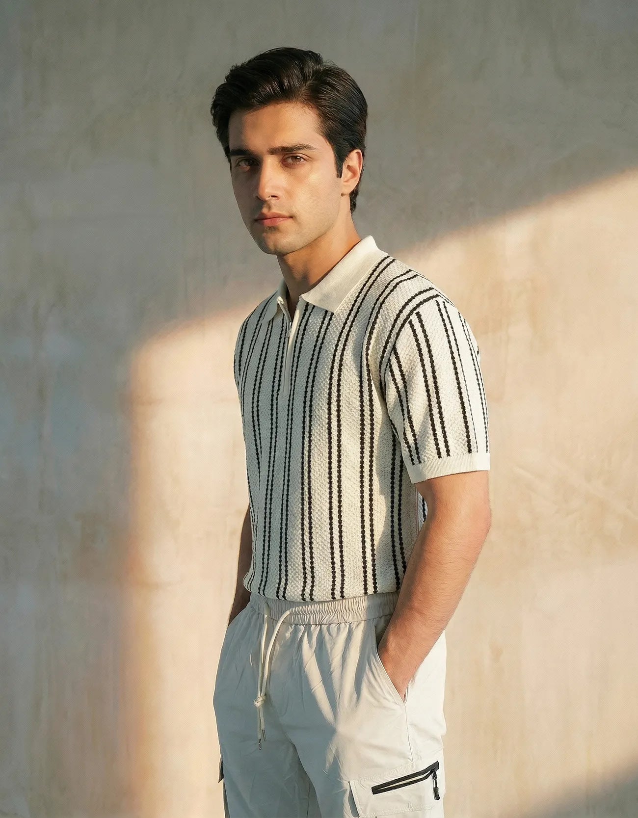 Textured Knit Quarter-Zipper