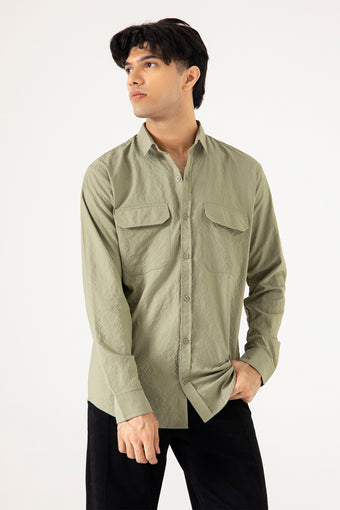 FLAP POCKET TEXTURED SHIRT