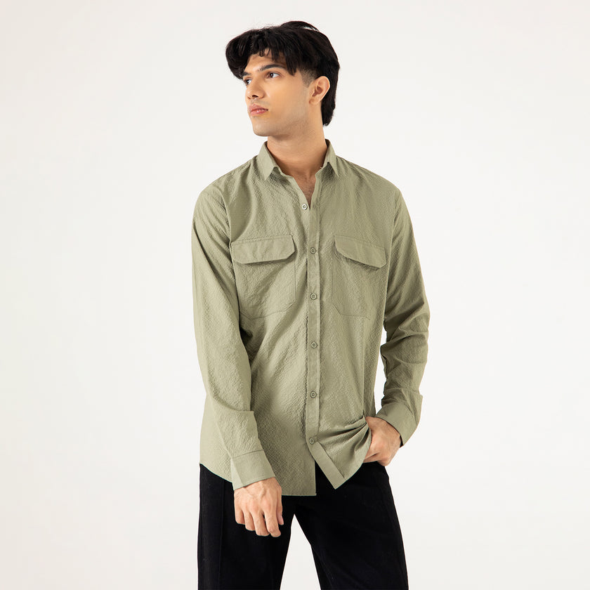 FLAP POCKET TEXTURED SHIRT