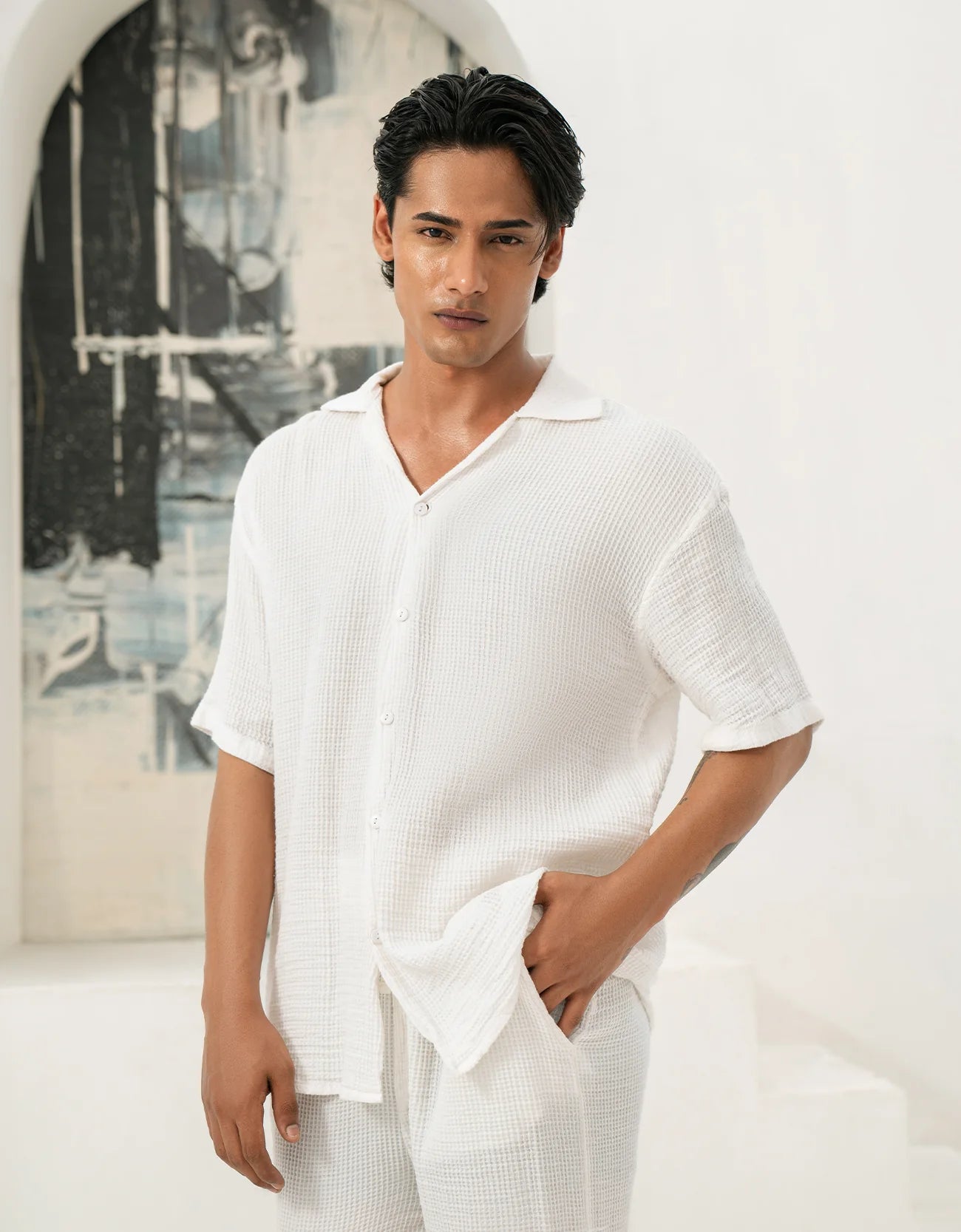 WAFFEL TEXTURED SAFARI SHIRT