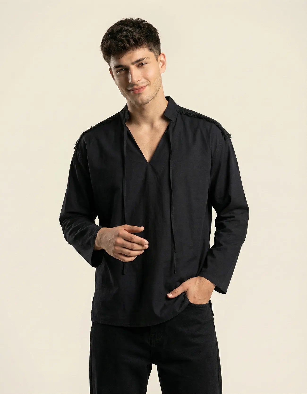 LINEN V-NECK SHIRT