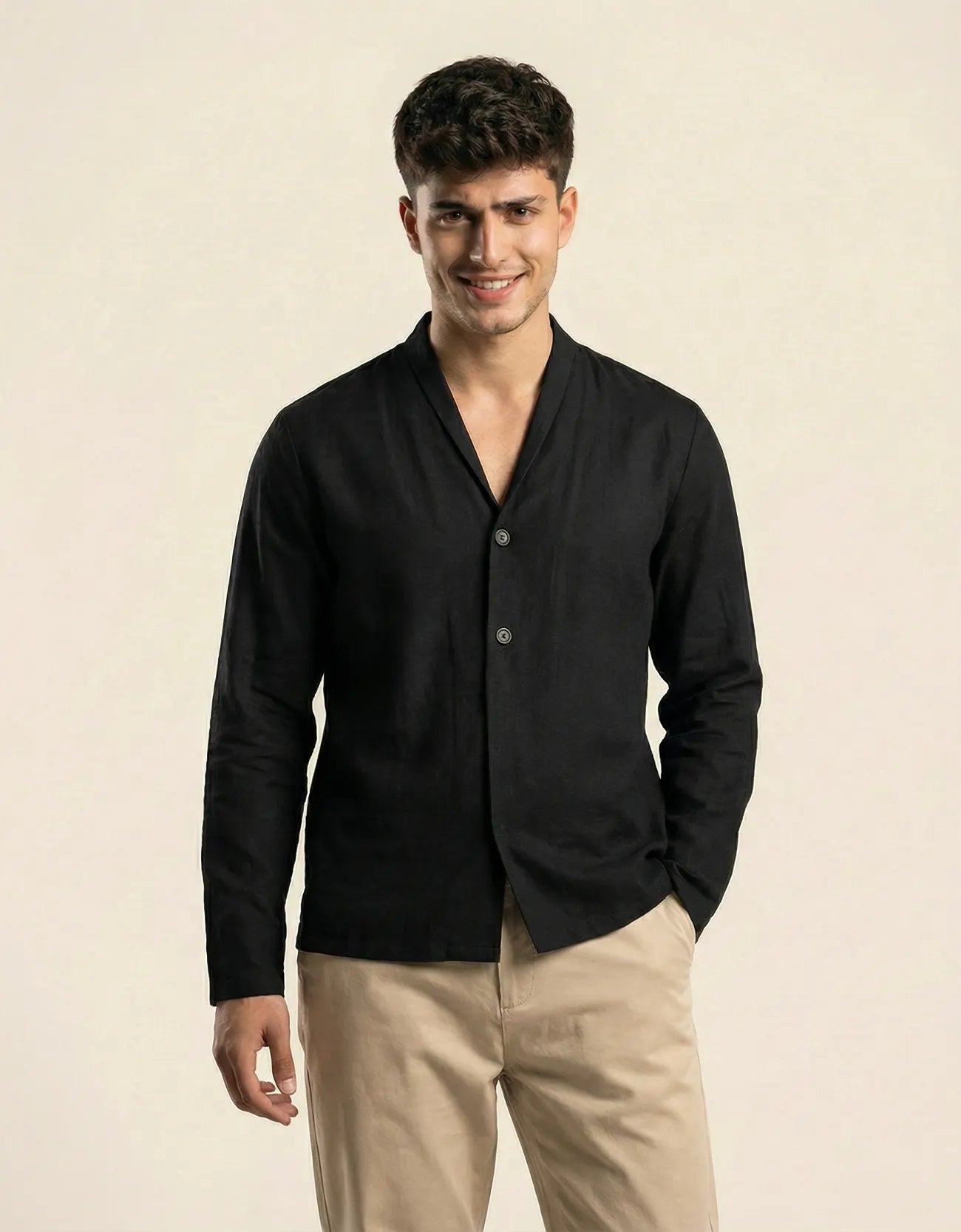 CROSS BODY LINEN SHIRT