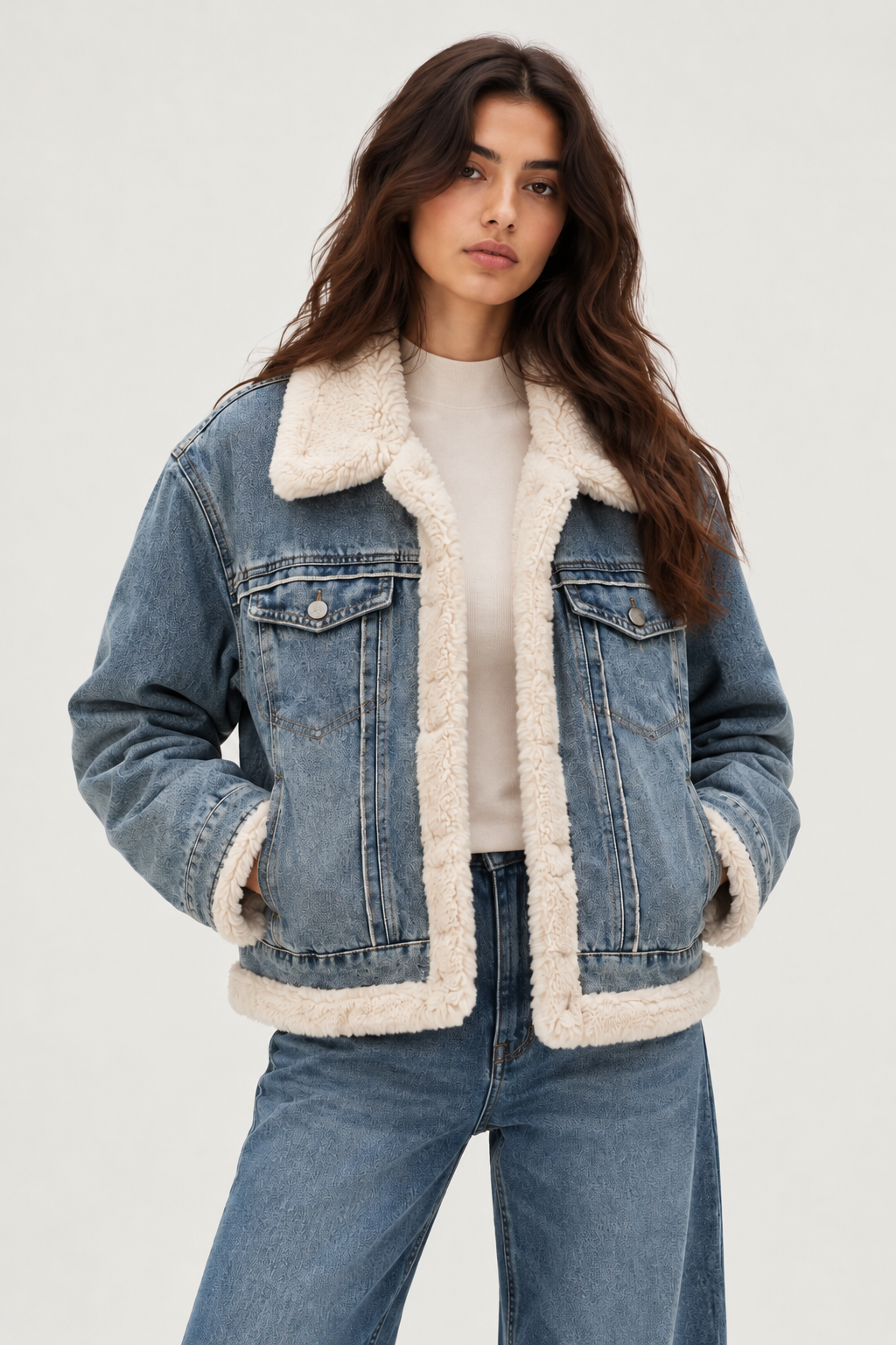 CONTRAST TRIM DENIM JACKET