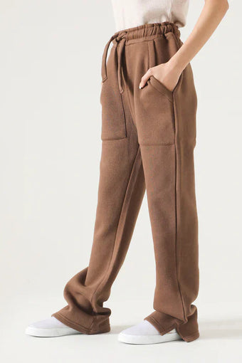 STRAIGHT FLEECE TROUSER WITH SLIT