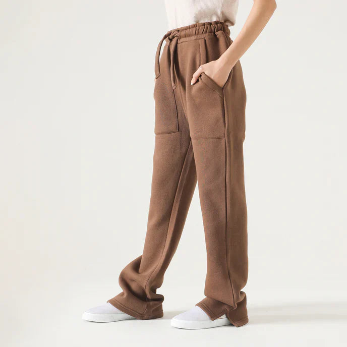 STRAIGHT FLEECE TROUSER WITH SLIT