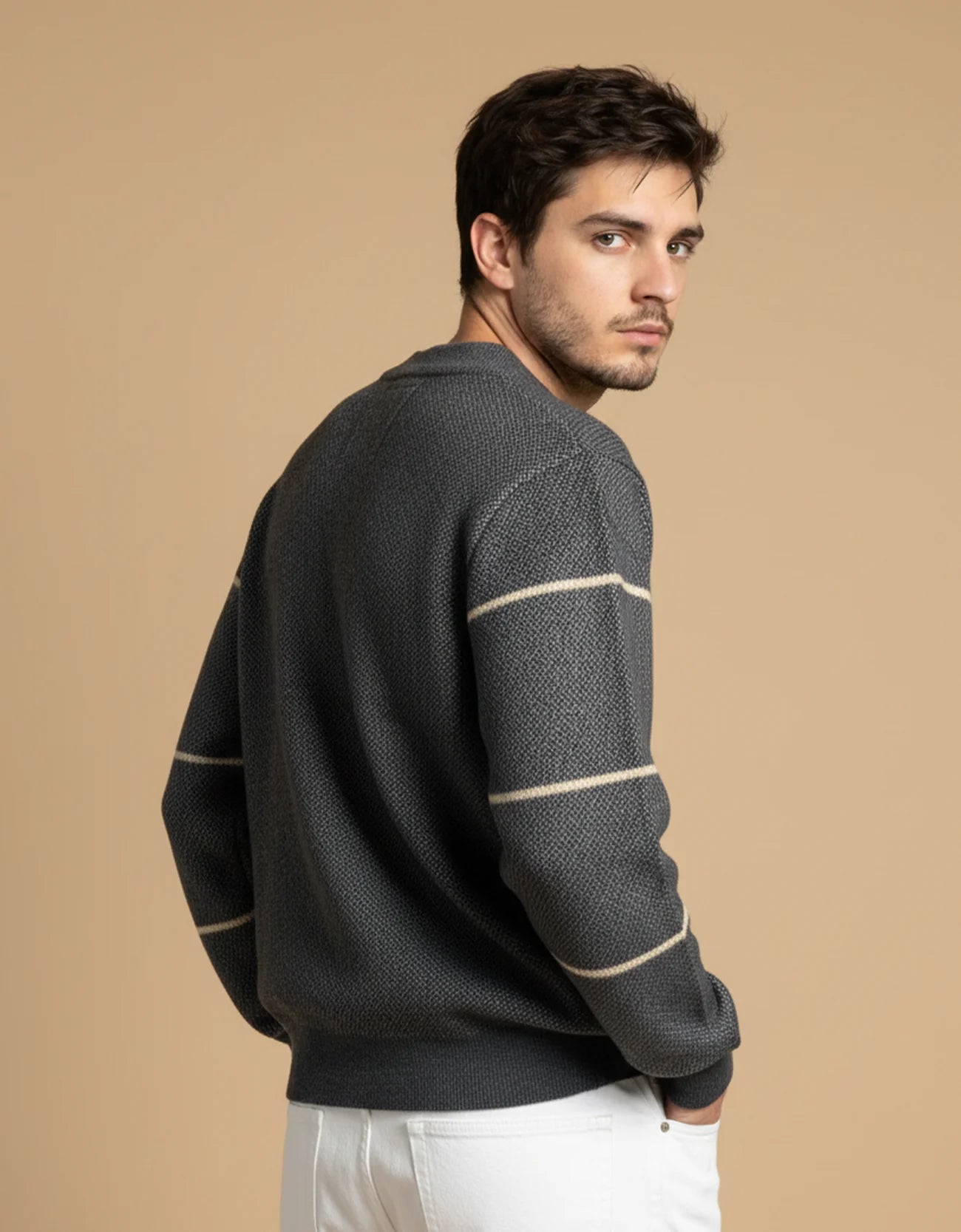 STRIP DETAILED SWEATSHIRT