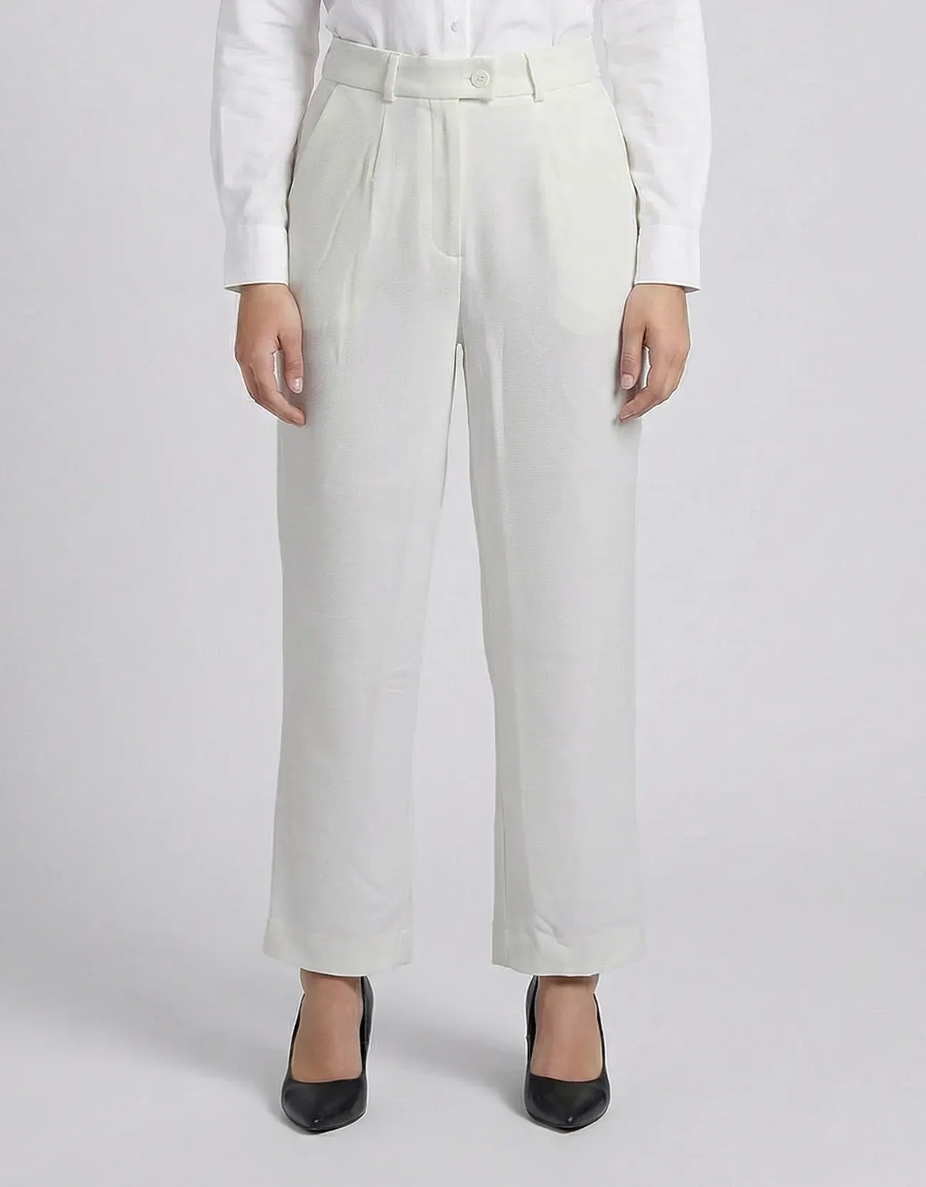 LINEN BOOT-CUT TROUSERS