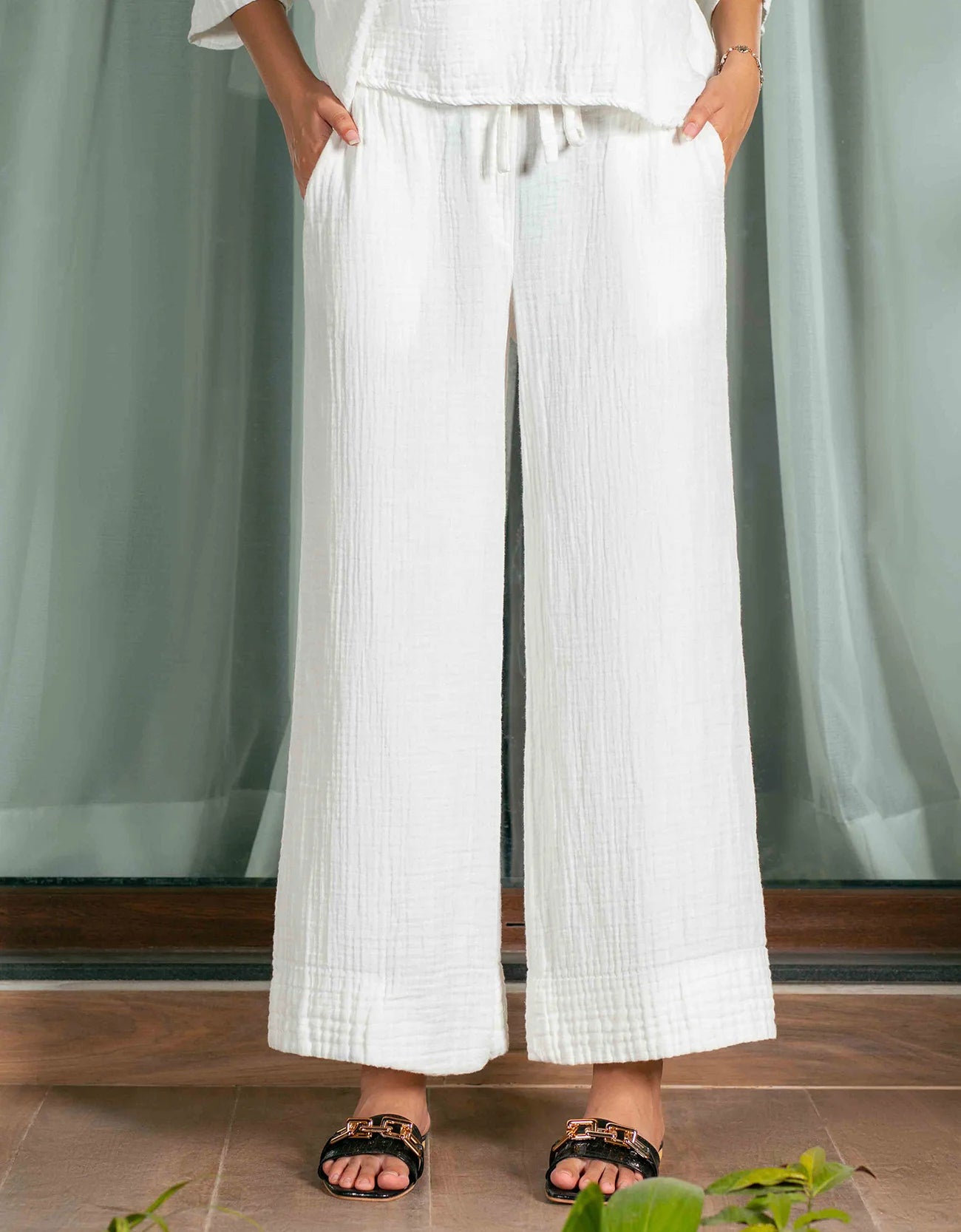 MUSLIN WIDE LEG TROUSER
