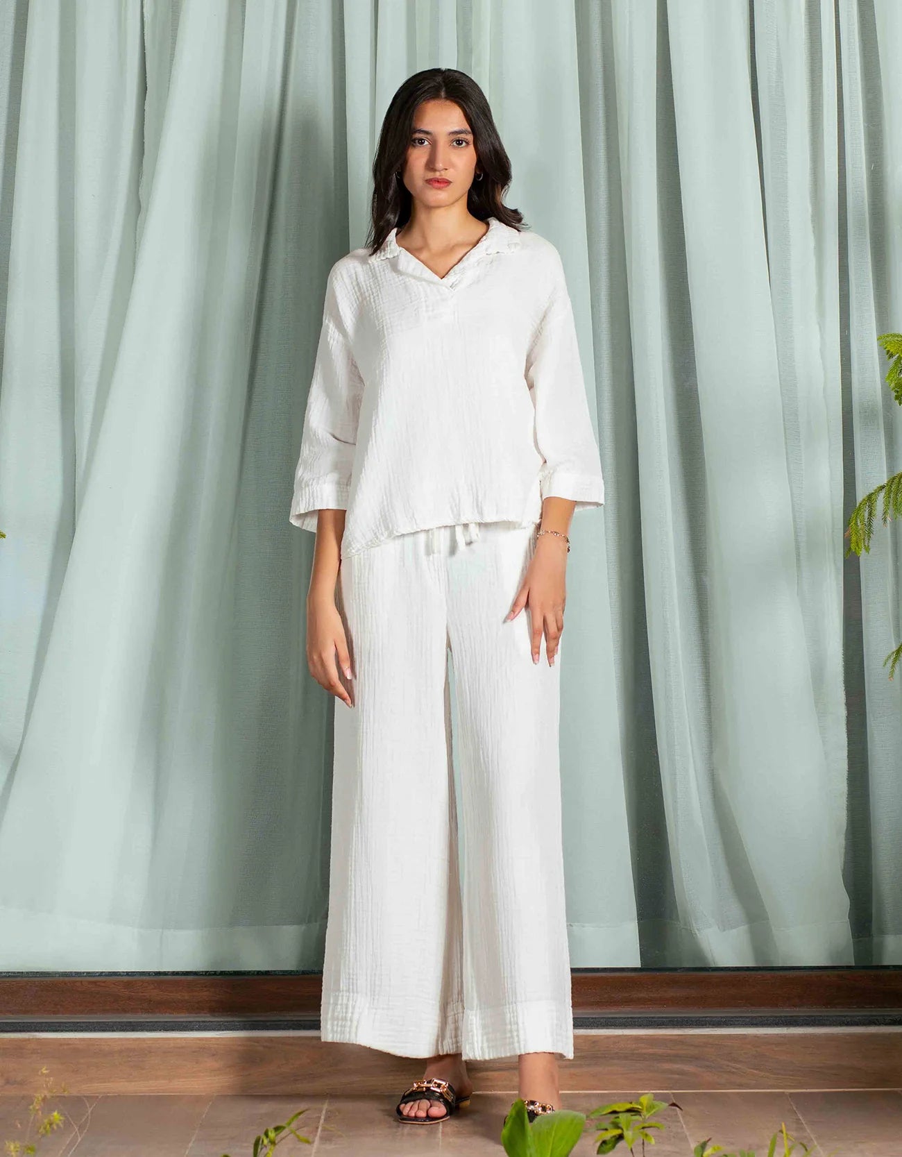 MUSLIN JHONNY COLLAR SHIRT