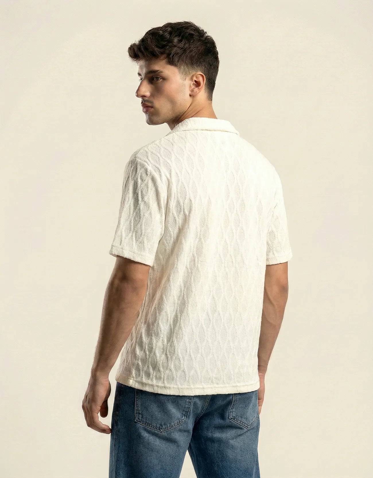 MESH TEXTURED CAMP SHIRT