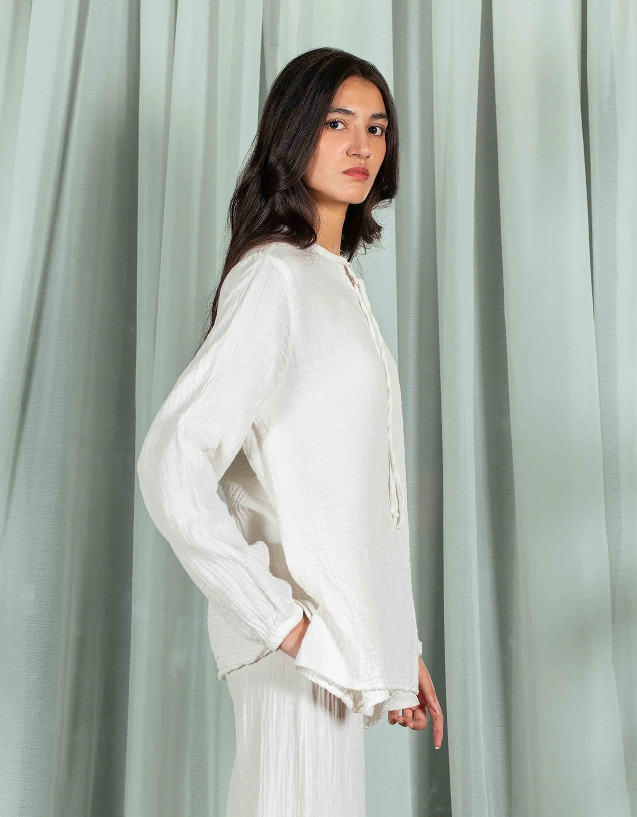 MUSLIN FLARED A-LINE TOP