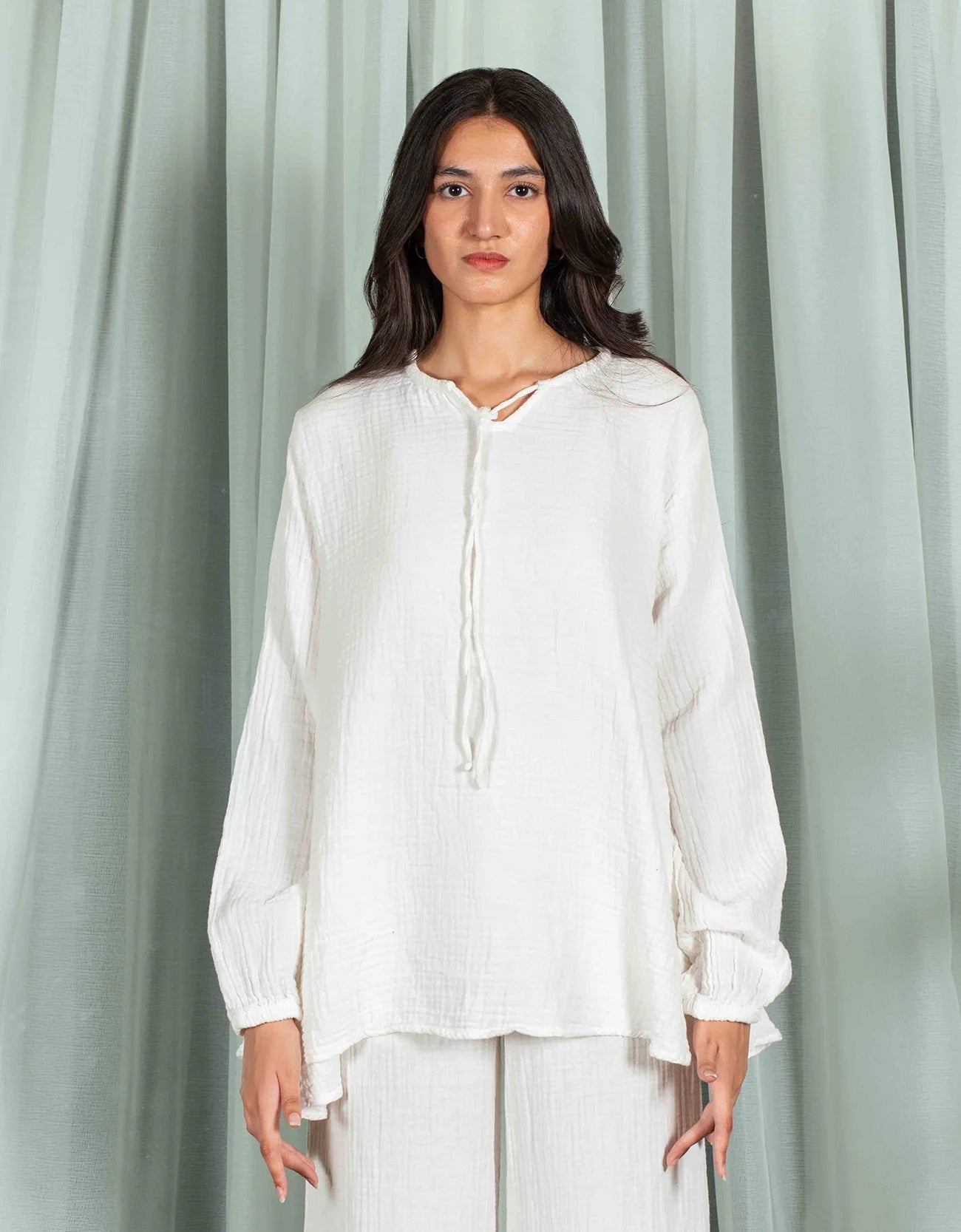 MUSLIN FLARED A-LINE TOP