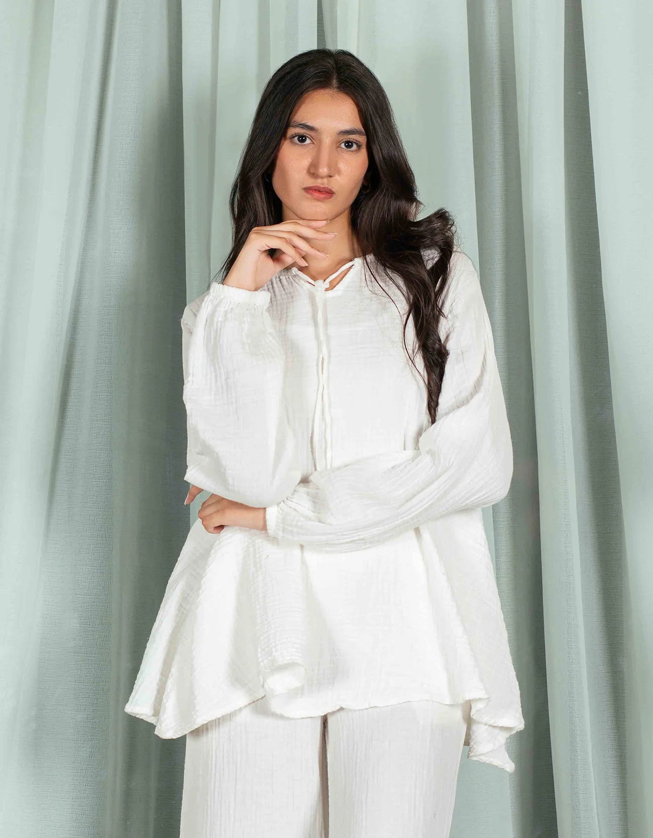 MUSLIN FLARED A-LINE TOP