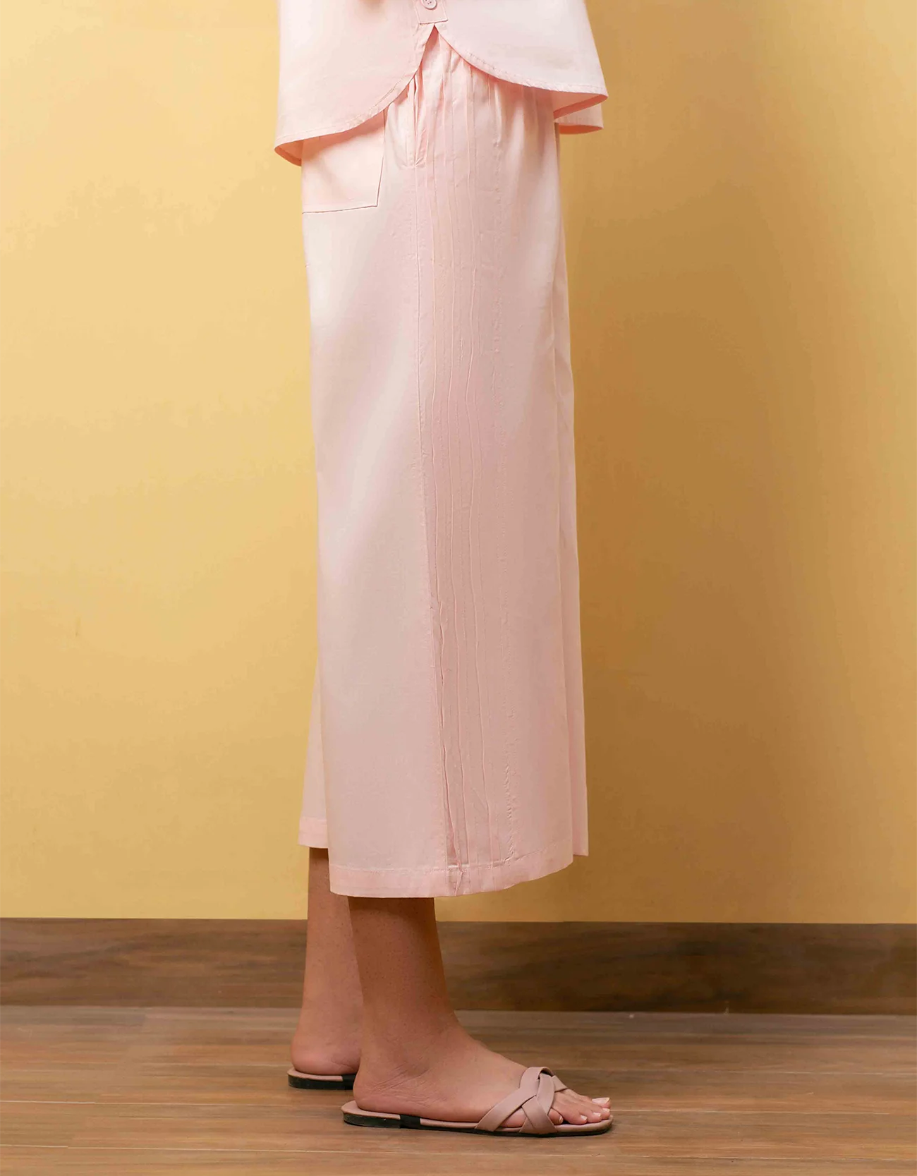 POPLIN PLEATED PANEL CULOTTE