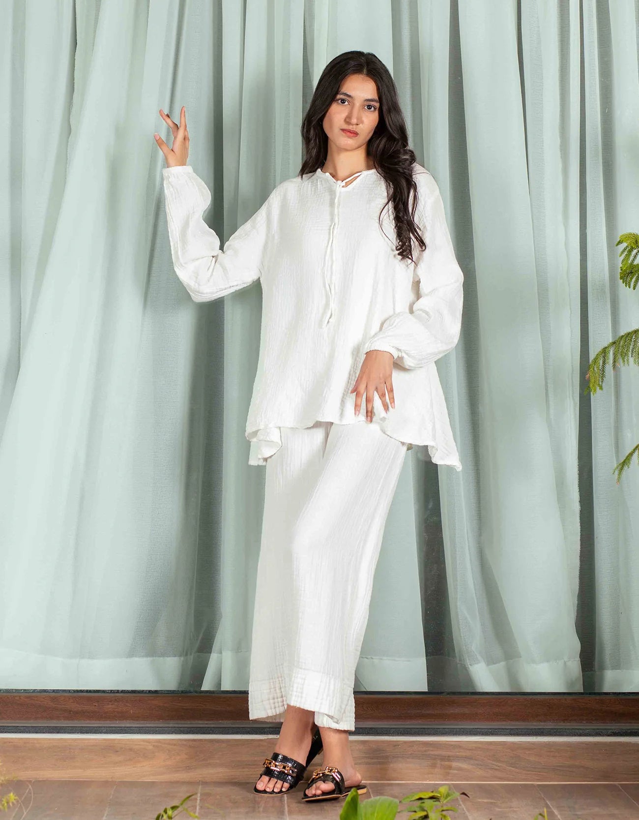 MUSLIN FLARED A-LINE TOP