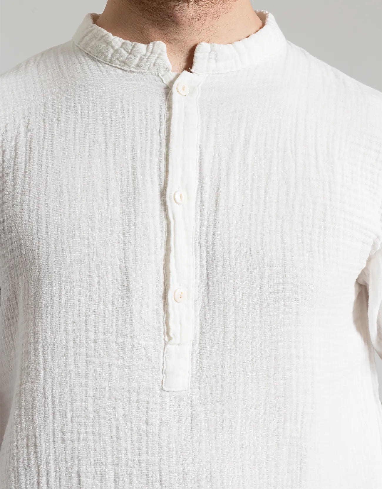 MUSLIN MANDARIN COLLAR SHIRT