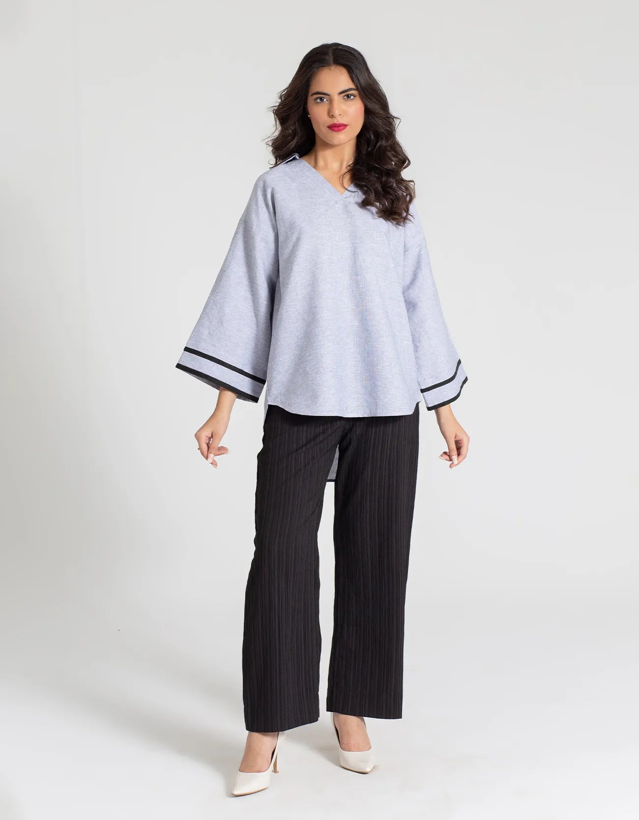 JHONNY COLLAR CURVED HEM SHIRT