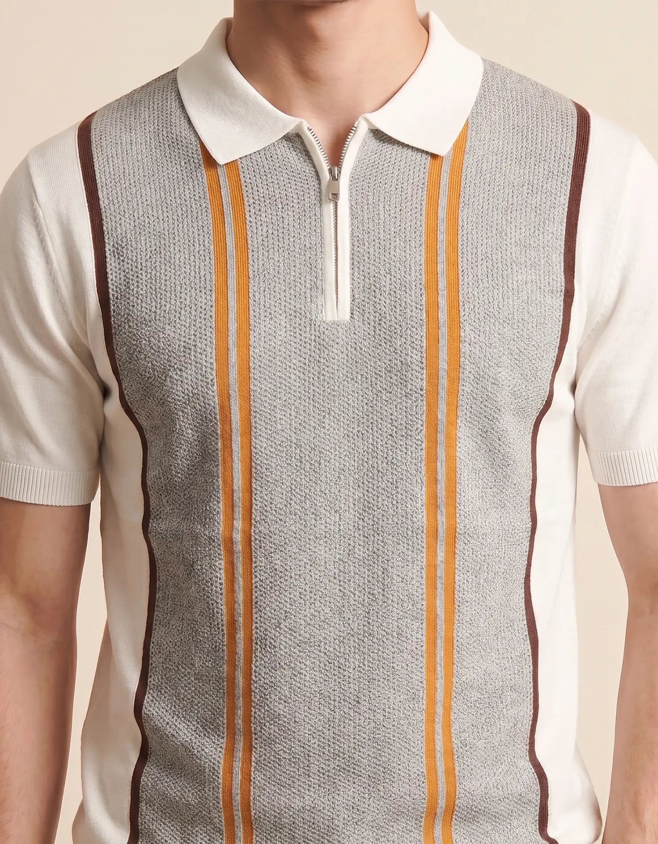MEN'S ZIPER KNIT POLO SHIRT