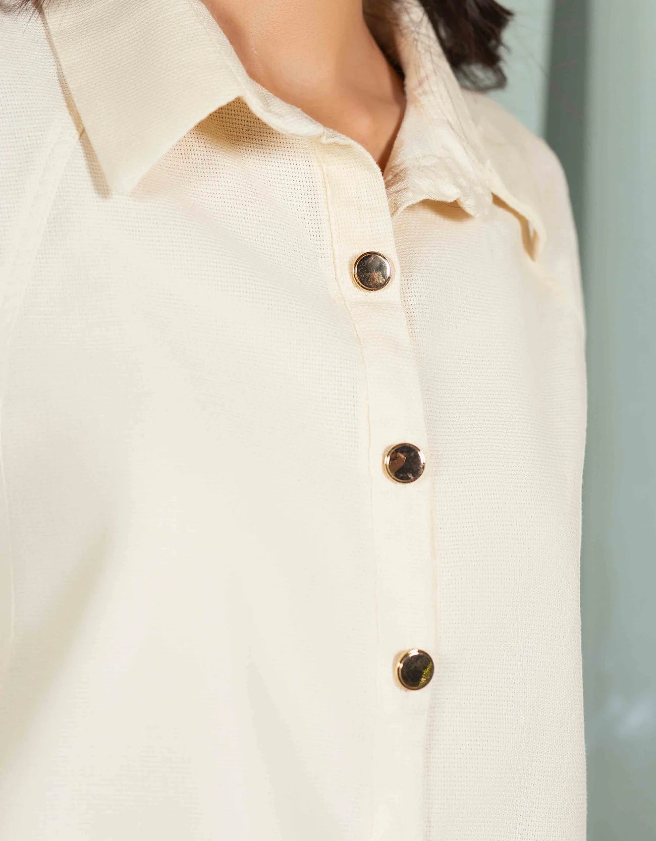 JACQUARD PANELED CROPPED SHIRT