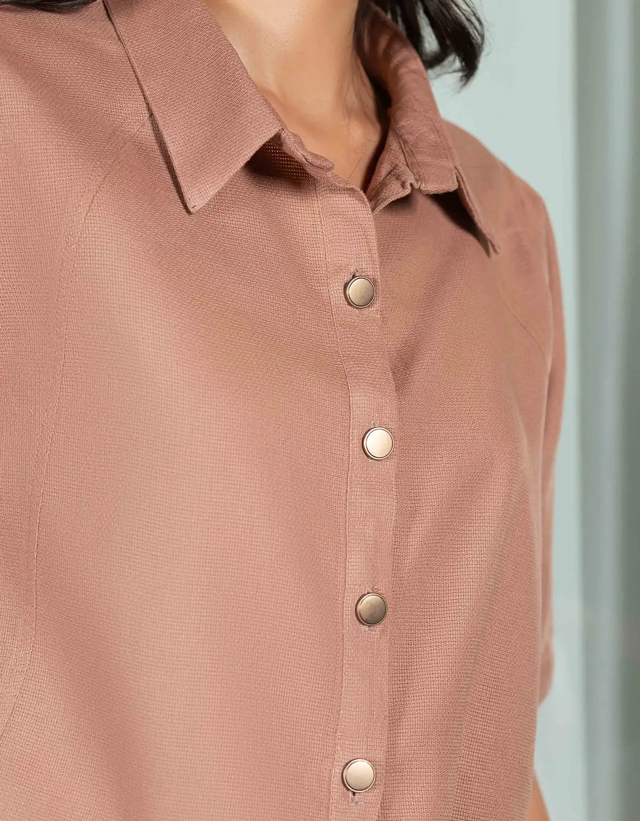 JACQUARD PANELED CROPPED SHIRT