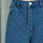 RHINESTONE WIDE LEG JEANS