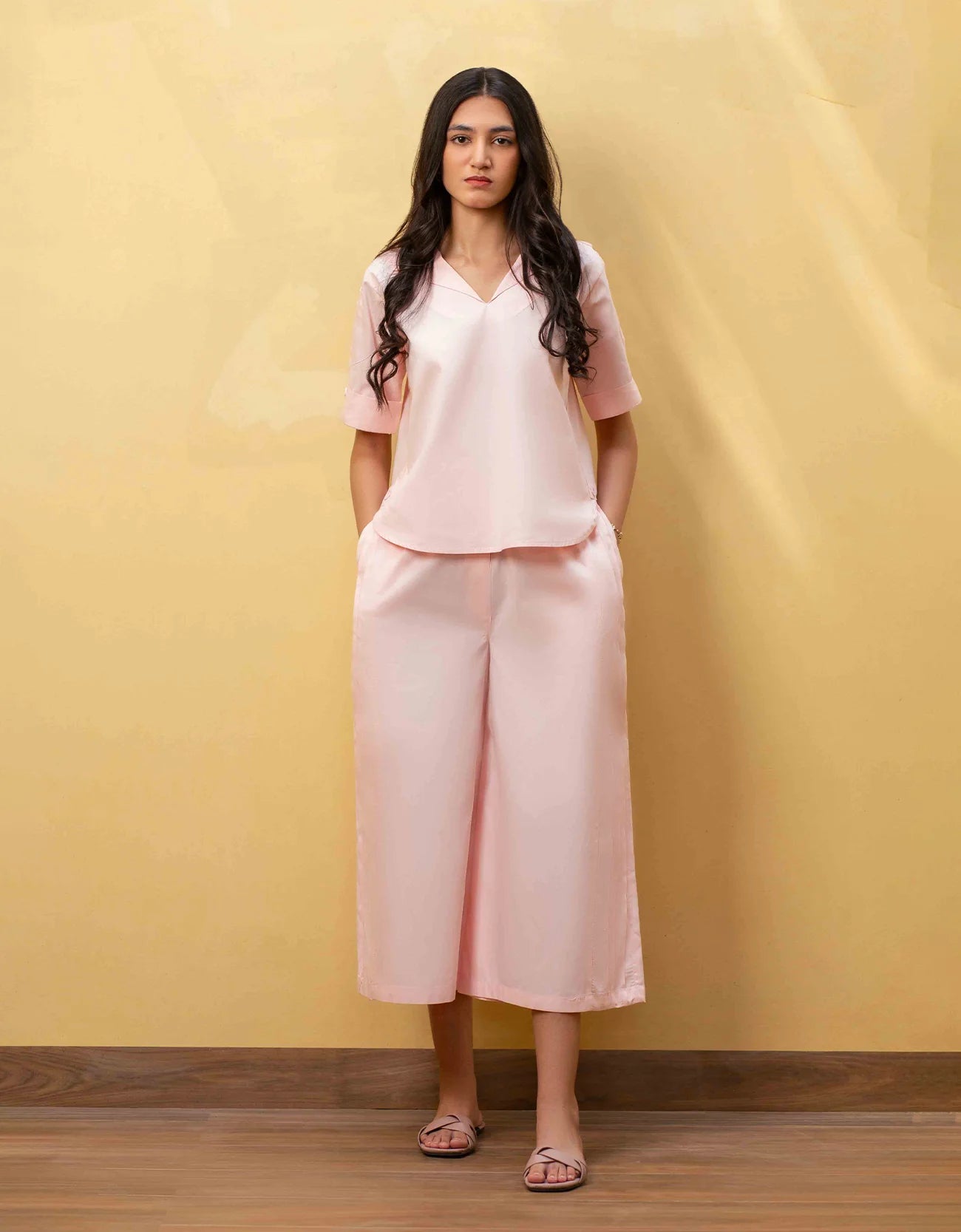 POPLIN PLEATED PANEL CULOTTE