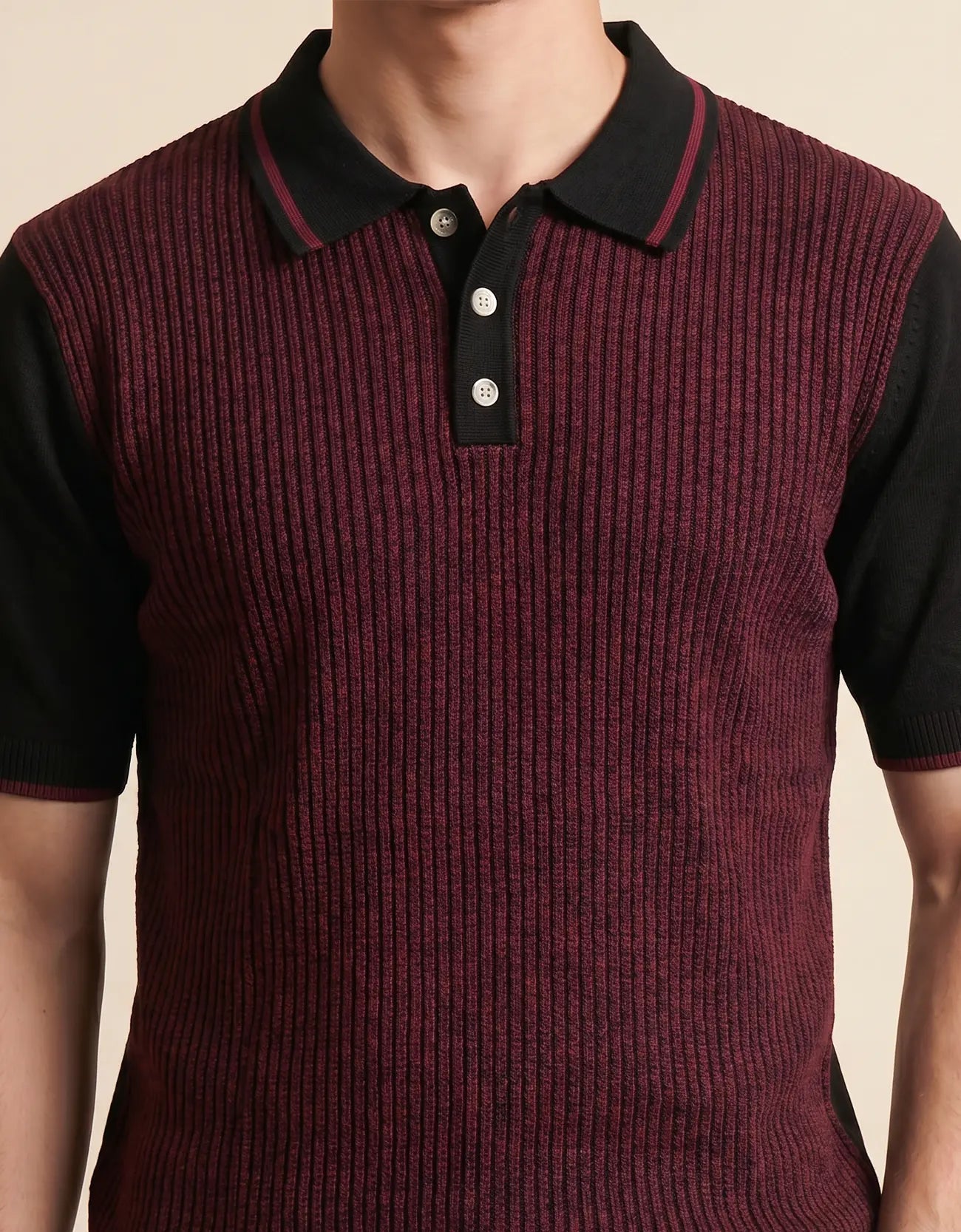 MEN'S RIBBED KNIT POLO SHIRT
