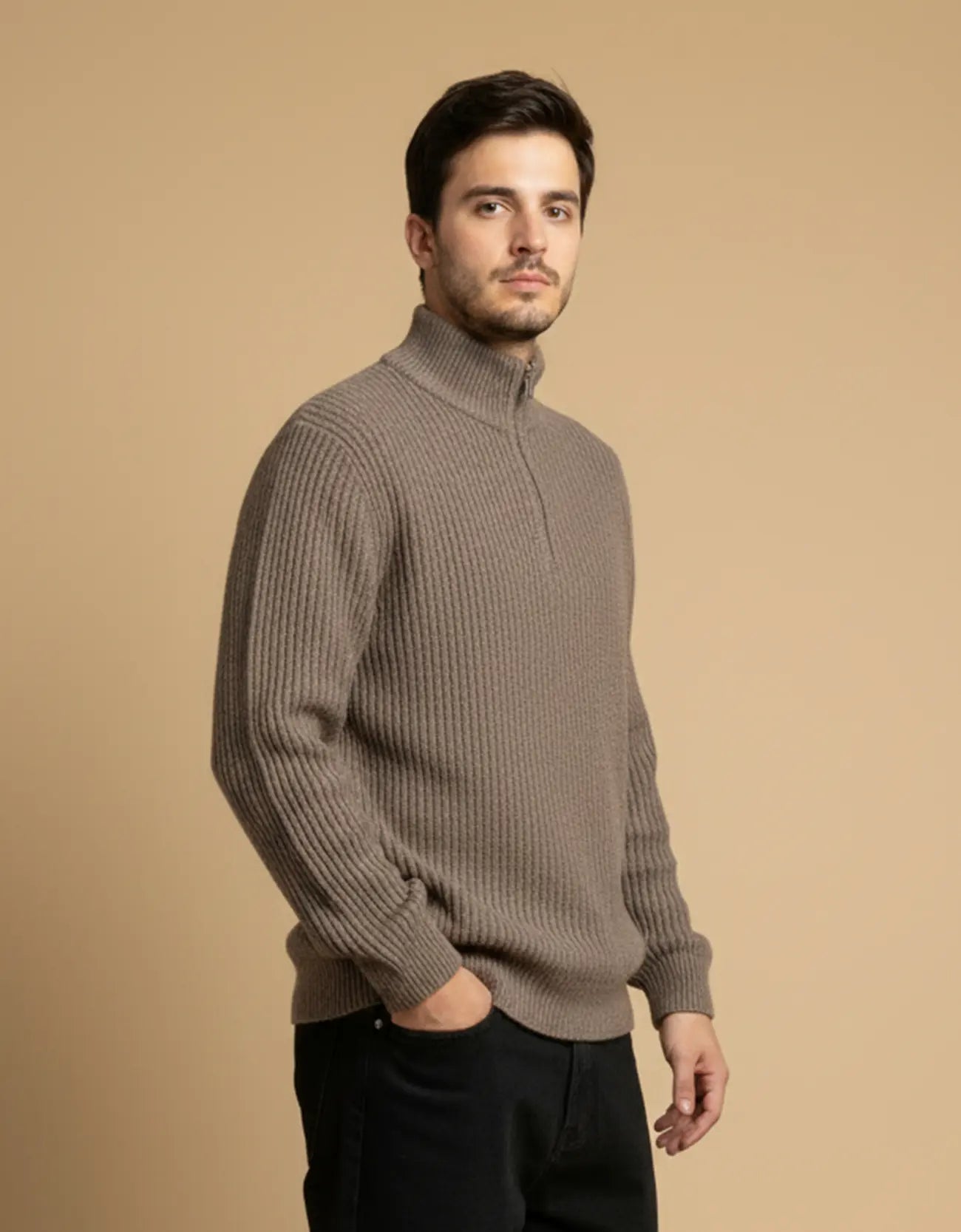 WOLLEN MOCKNECK QUATRE ZIPPER