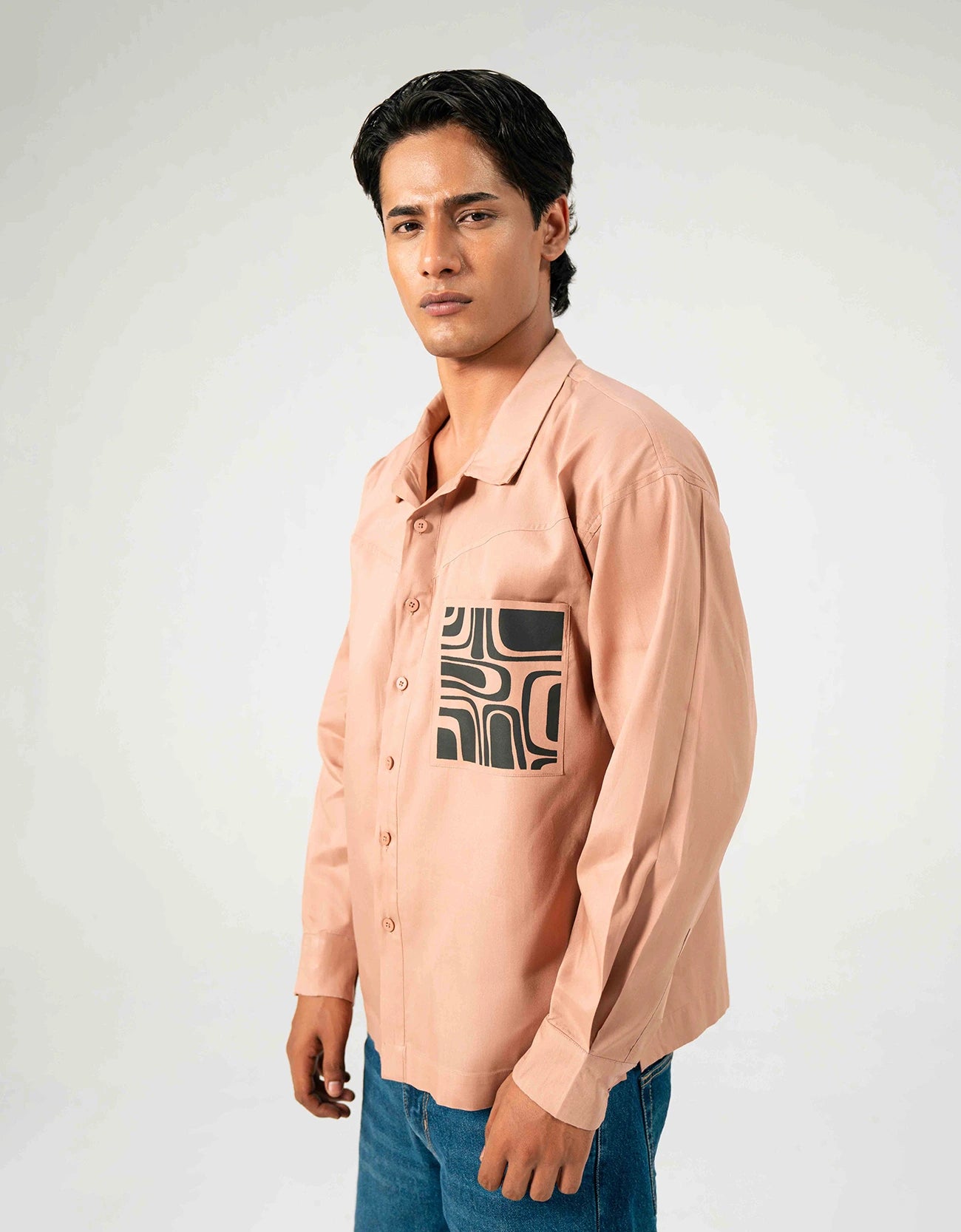 POPLIN PRINTED POCKET SHIRT