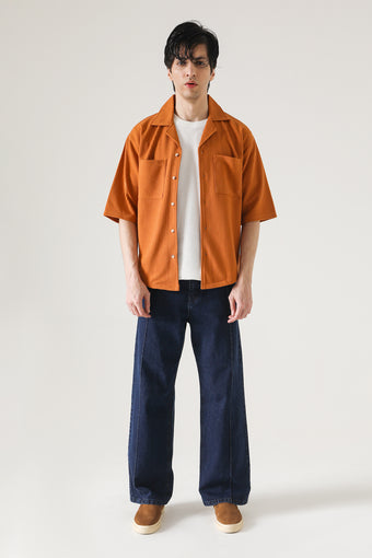 CAMP COLLAR WAFFLE HALF SLEEVES SHIRT