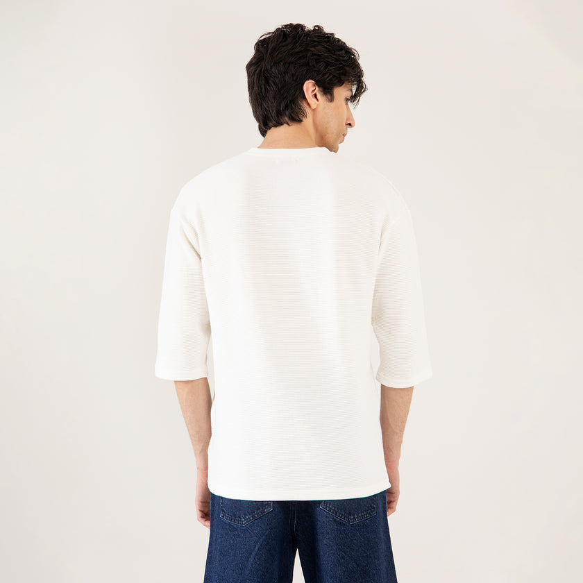 TEXTURED V NECK T-SHIRT