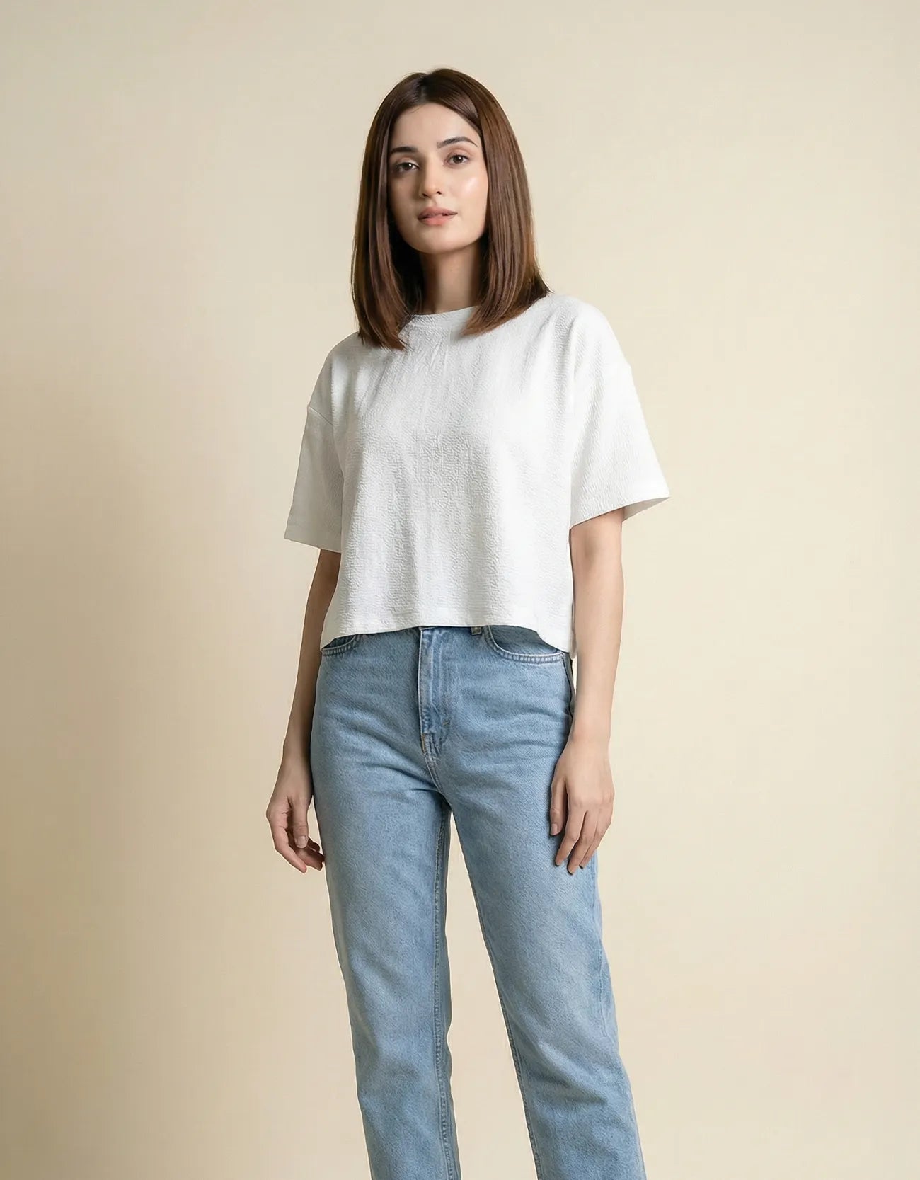 CROP TEXTURED TEE