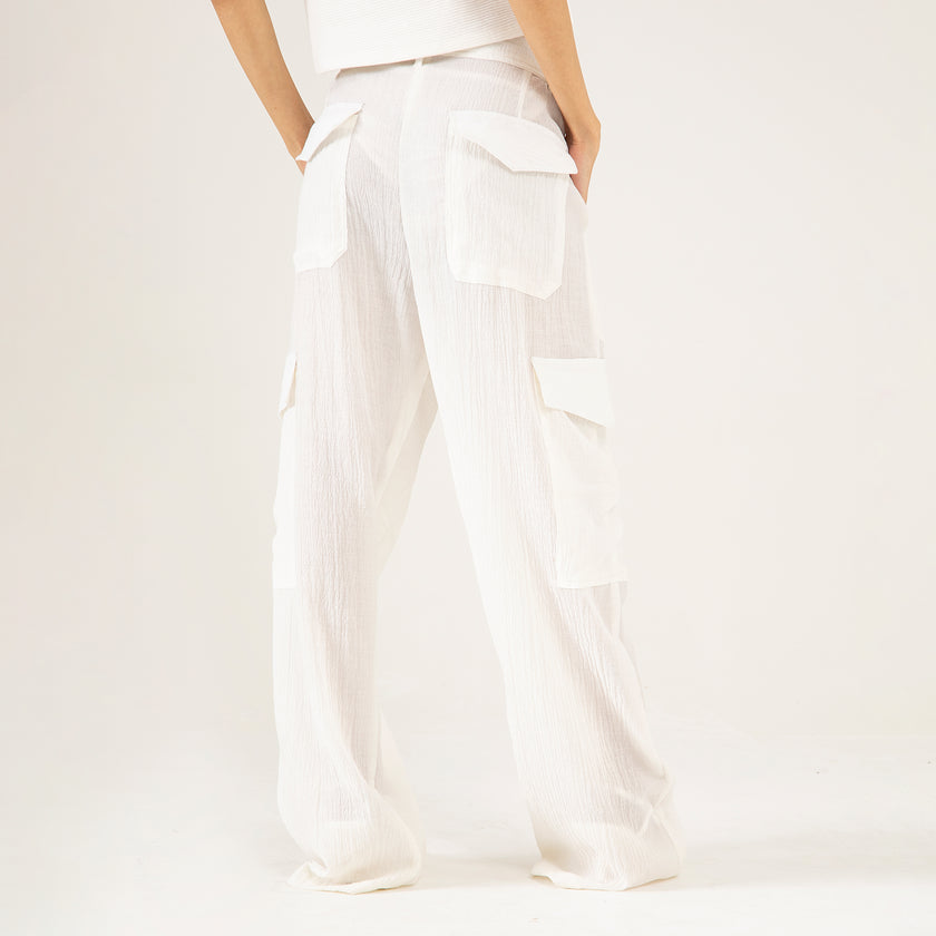 TEXTURED CARGO WIDELEG PANTS