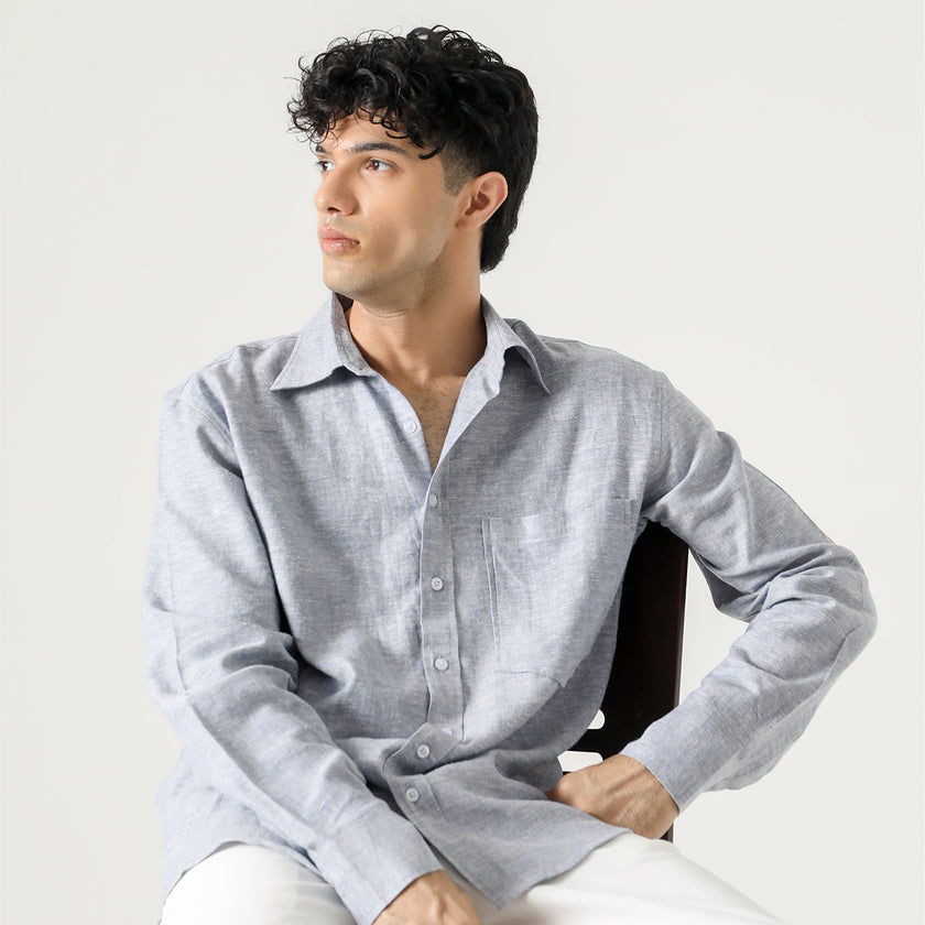 LINEN PATCH POCKET BUTTON DOWN SHIRT