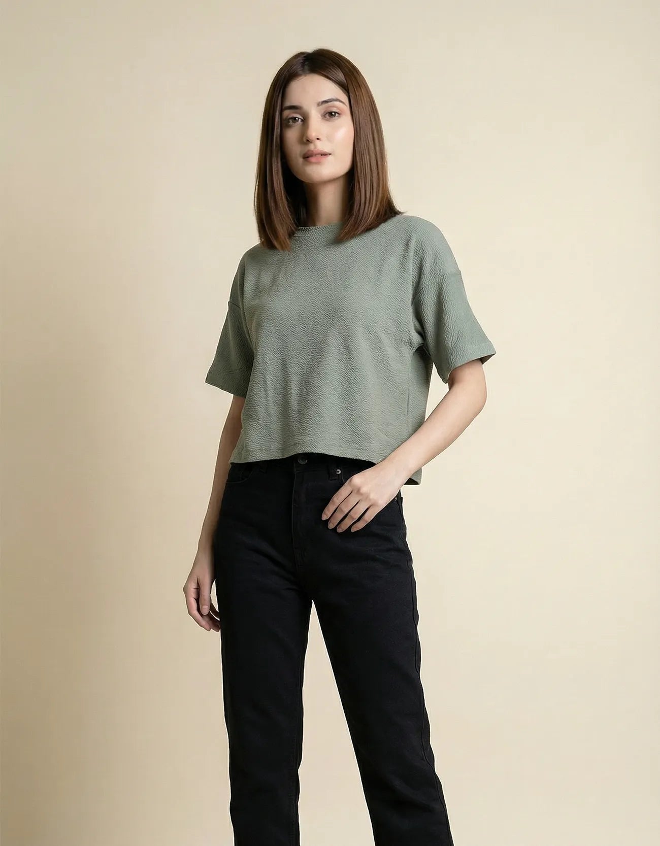 CROP TEXTURED TEE