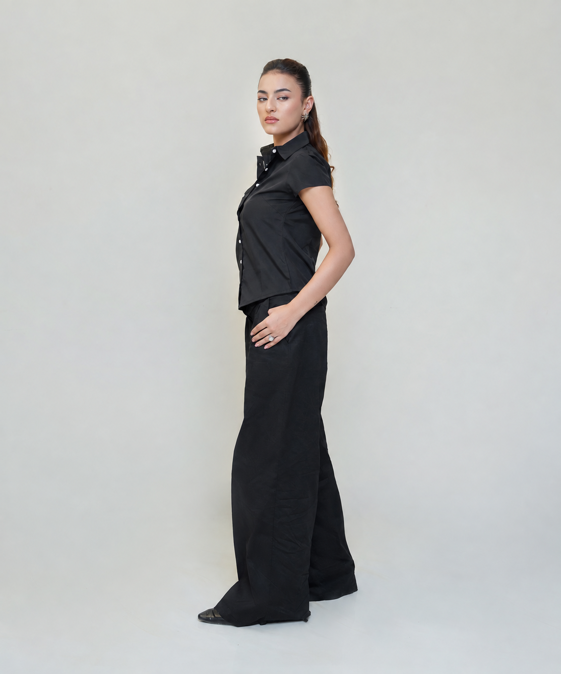 ASYMMETRICAL BUTTON DOWN SHIRT