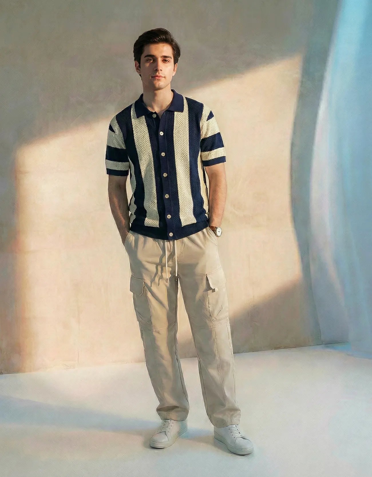 JACQUARD TEXTURE KNITTED SHIRT