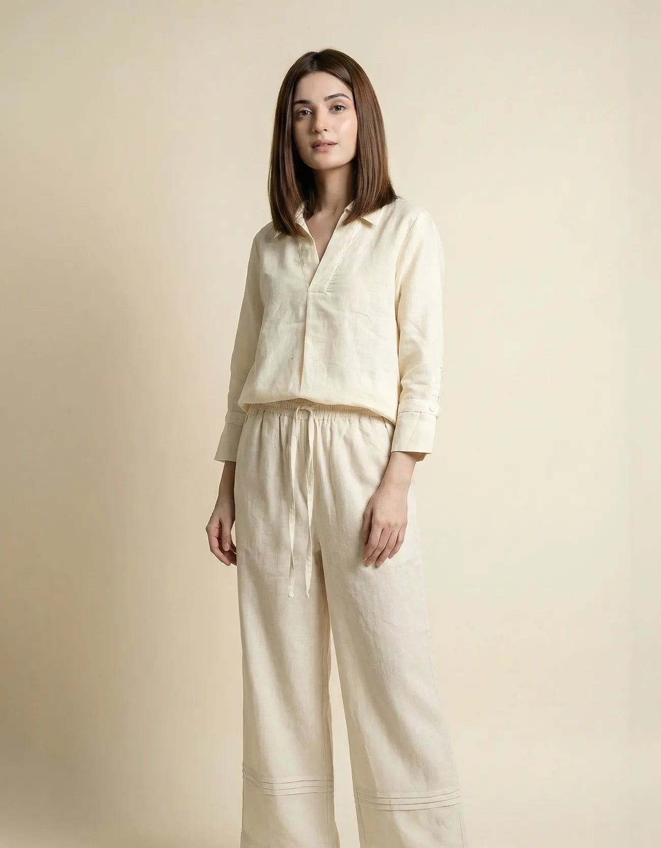 LINEN INVERTED PLEAT TOP